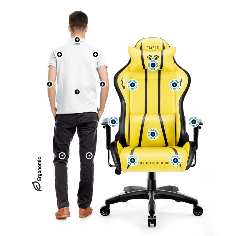 Fotel gamingowy biurowy z ekoskóry Diablo X-One 2.0 żółto czarny 1 szt