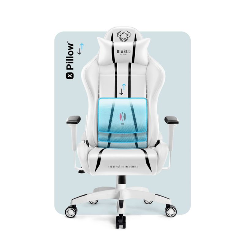 Fotel gamingowy biurowy z ekoskóry Small Diablo X-One 2.0 biało-czarny 1 szt