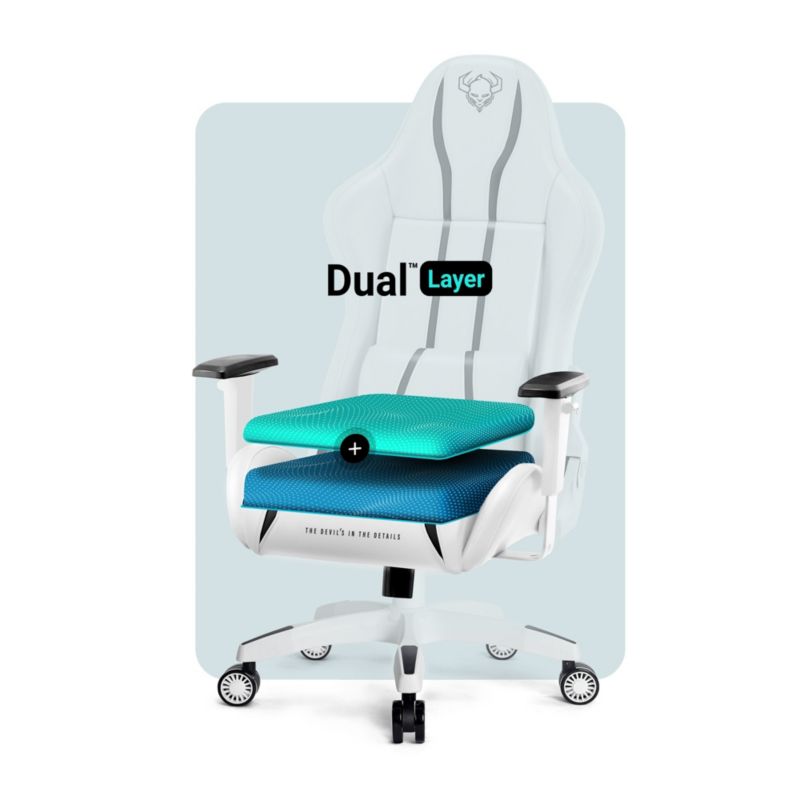 Fotel gamingowy biurowy z ekoskóry Small Diablo X-One 2.0 biało-czarny 1 szt