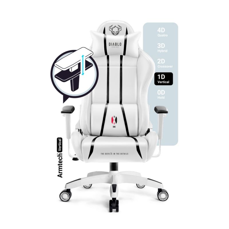 Fotel gamingowy biurowy z ekoskóry Small Diablo X-One 2.0 biało-czarny 1 szt