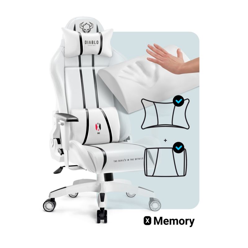 Fotel gamingowy biurowy z ekoskóry XL Diablo X-One 2.0 biało-czarny 1 szt
