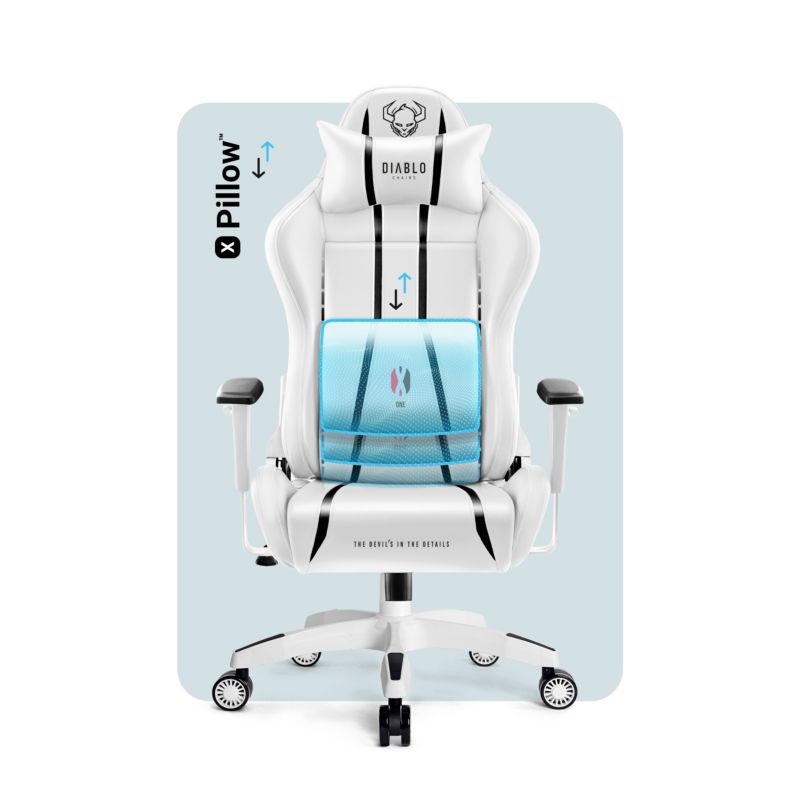 Fotel gamingowy biurowy z ekoskóry XL Diablo X-One 2.0 biało-czarny 1 szt