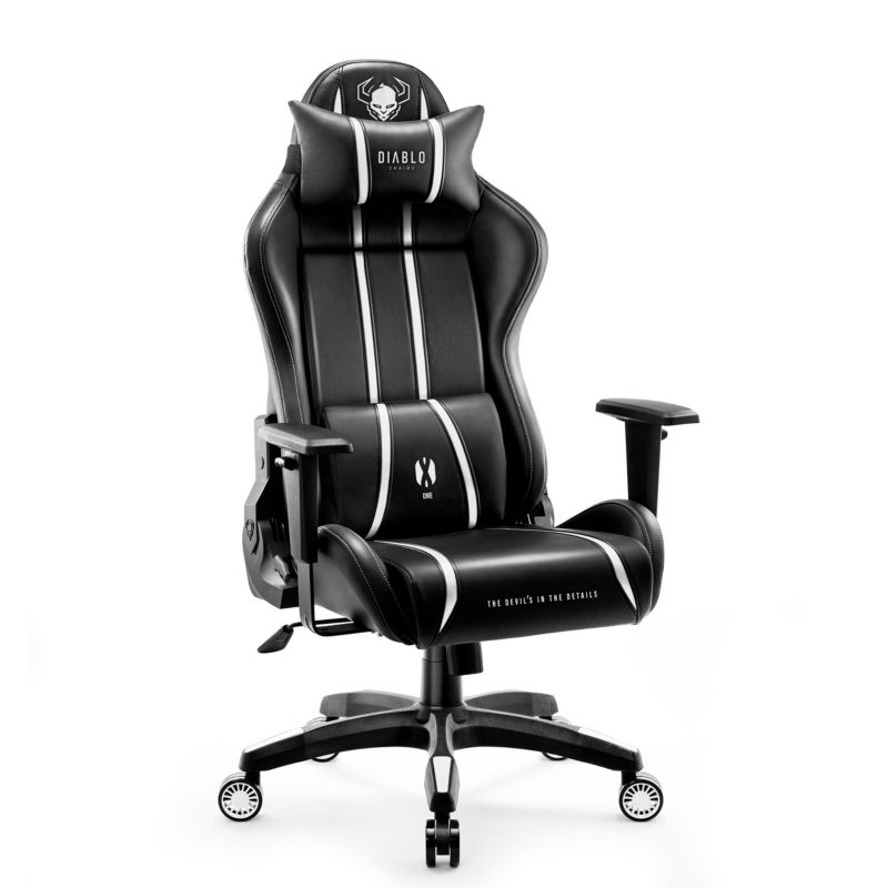 Fotel gamingowy biurowy z ekoskóry XL Diablo X-One 2.0 czarno-biały 1 szt