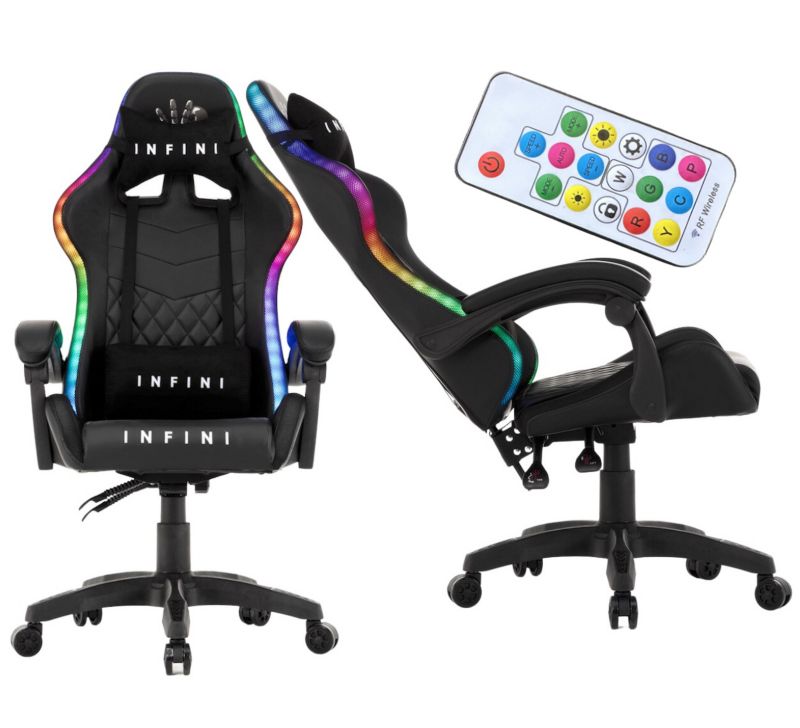 Fotel Gamingowy Extreme  biurowy, kubełkowe oparcie, czarny, podświetlenie LED 1 szt.