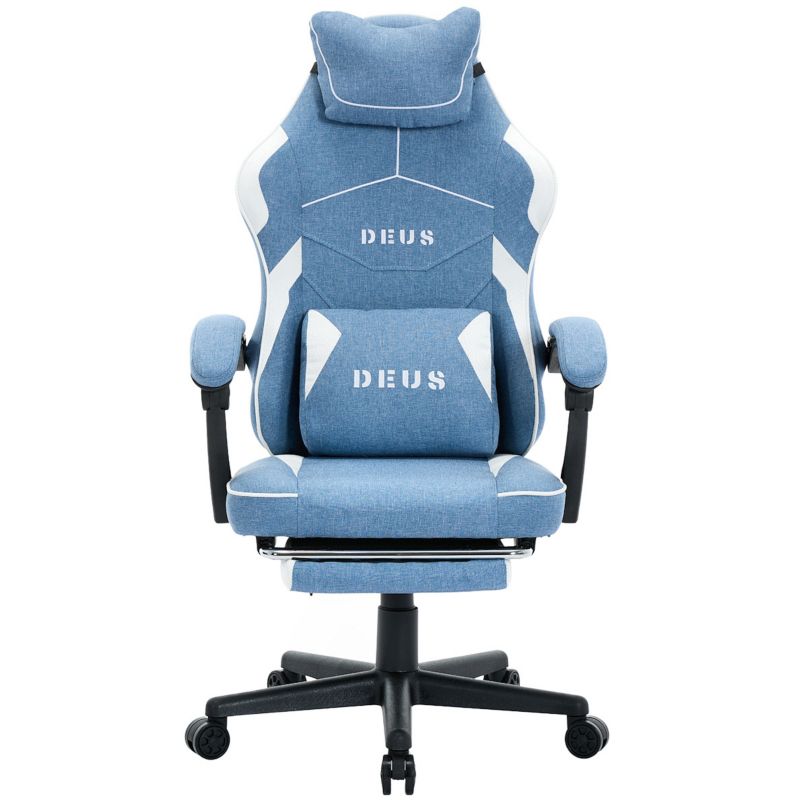 Fotel gamingowy Extreme biurowy oddychający z tkaniny z podnóżkiem Edge Light Blue 1 szt.