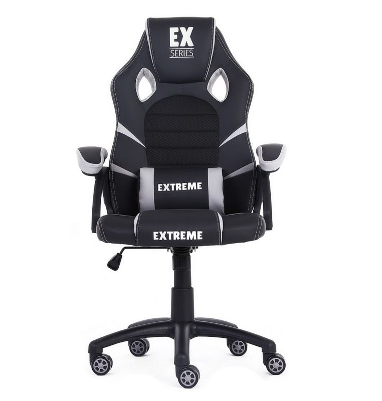 Fotel gamingowy Extreme młodzieżowy ekoskóra EX Gray szary 1 szt.