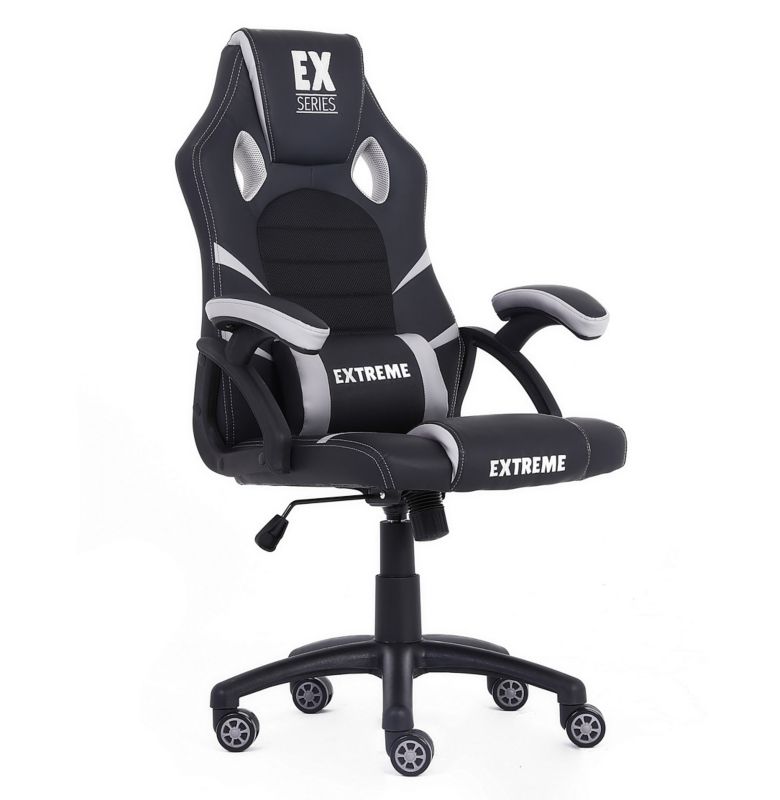 Fotel gamingowy Extreme młodzieżowy ekoskóra EX Gray szary 1 szt.
