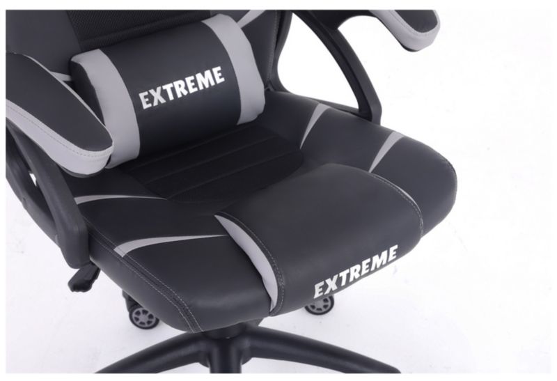 Fotel gamingowy Extreme młodzieżowy ekoskóra EX Gray szary 1 szt.