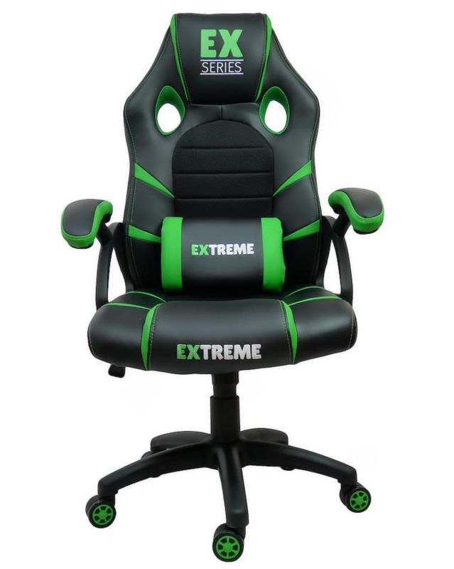 Fotel gamingowy Extreme młodzieżowy ekoskóra EX Green zielony 1 szt.