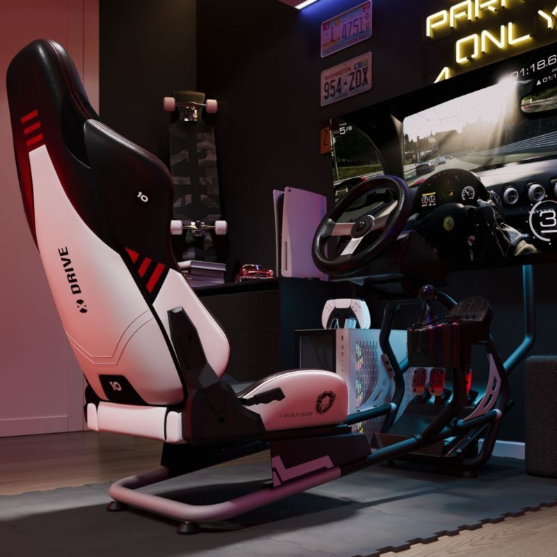 Fotel gamingowy kokpit do simracingu Diablo Chairs czarno-biały 1 szt