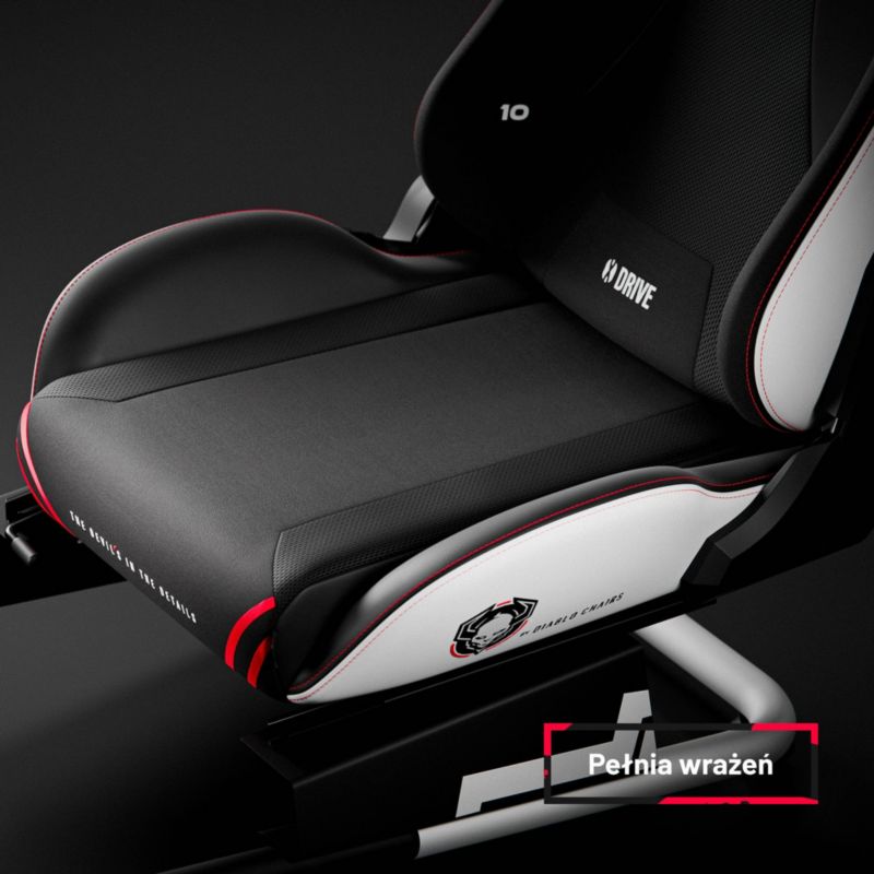 Fotel gamingowy kokpit do simracingu Diablo Chairs czarno-biały 1 szt