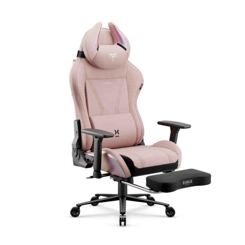 Fotel gamingowy różowy materiałowy DIABLO CHAIRS X-Horn 2.0 Rainbow Pink Normal 1szt