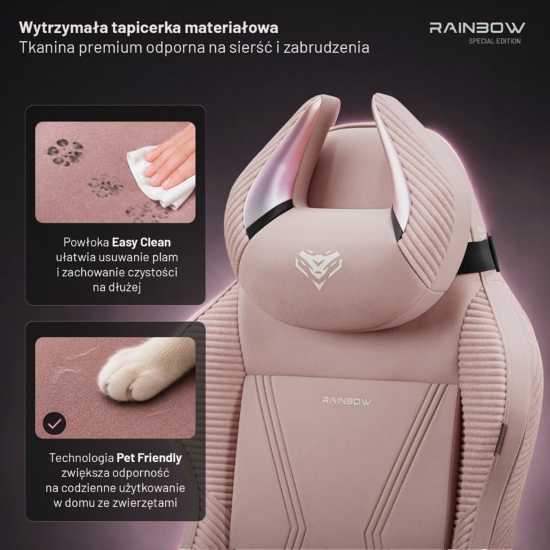 Fotel gamingowy różowy materiałowy DIABLO CHAIRS X-Horn 2.0 Rainbow Pink Normal 1szt