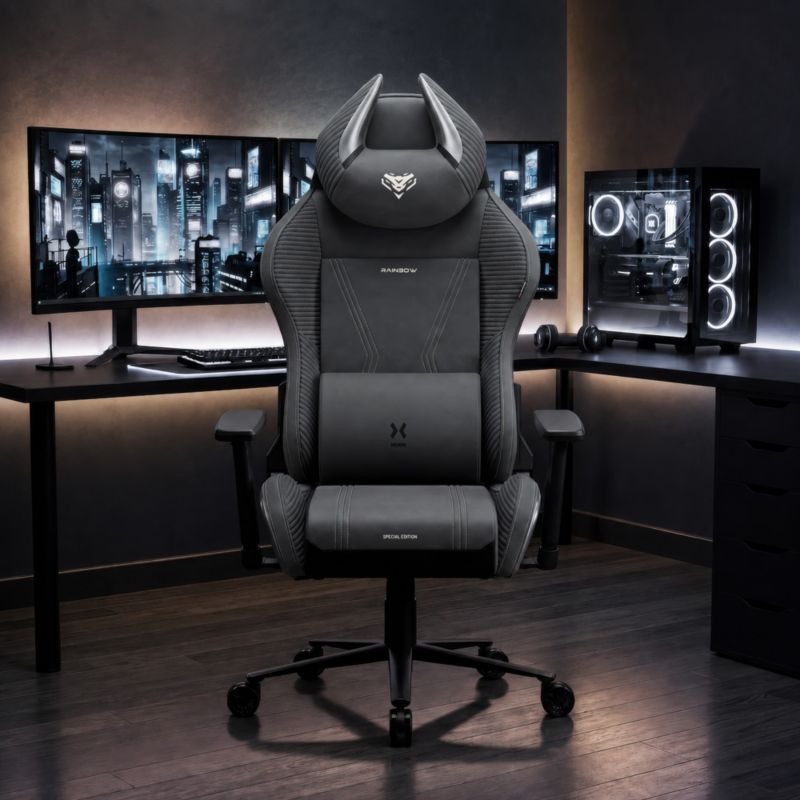Fotel gamingowy szary materiałowy DIABLO CHAIRS X-Horn 2.0 Rainbow Grey Normal 1szt