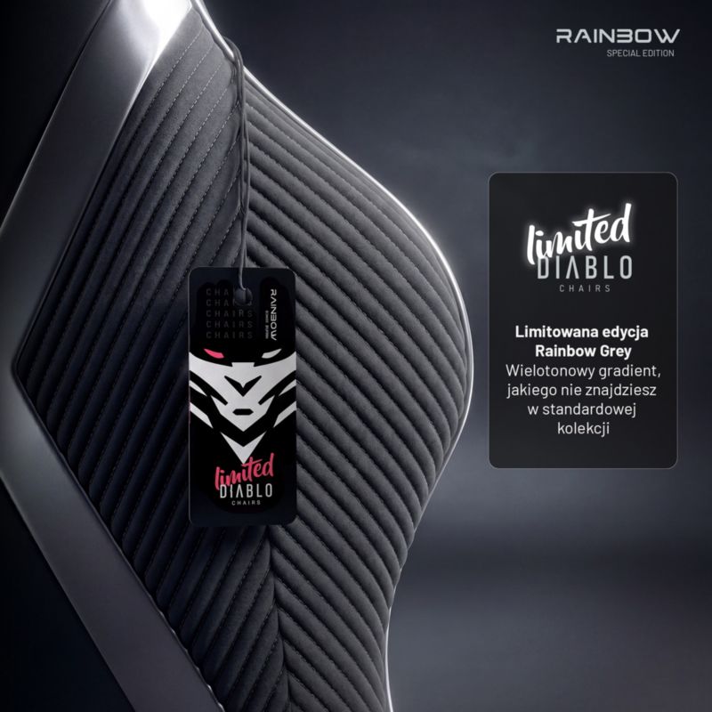 Fotel gamingowy szary materiałowy DIABLO CHAIRS X-Horn 2.0 Rainbow Grey Normal 1szt