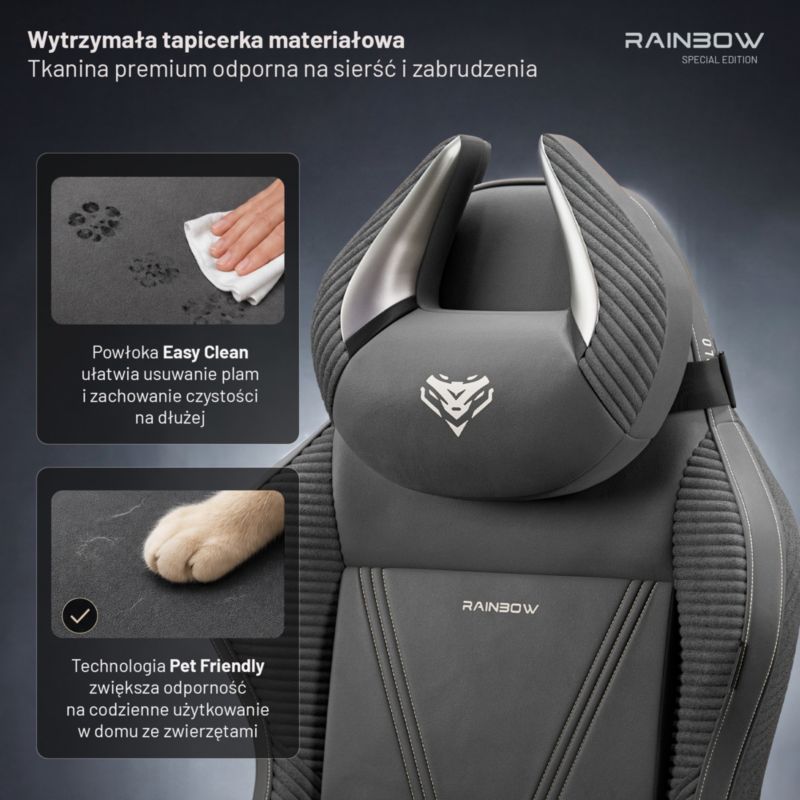 Fotel gamingowy szary materiałowy DIABLO CHAIRS X-Horn 2.0 Rainbow Grey Normal 1szt
