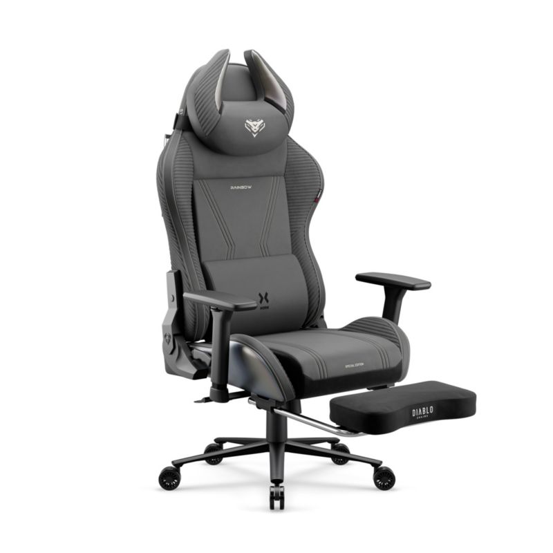 Fotel gamingowy szary materiałowy DIABLO CHAIRS X-Horn 2.0 Rainbow Grey Normal 1szt