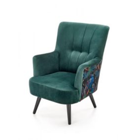 Fotel Halmar do salonu PAGONI VELVET ciemnozielony 1 szt
