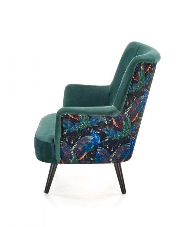 Fotel Halmar do salonu PAGONI VELVET ciemnozielony 1 szt