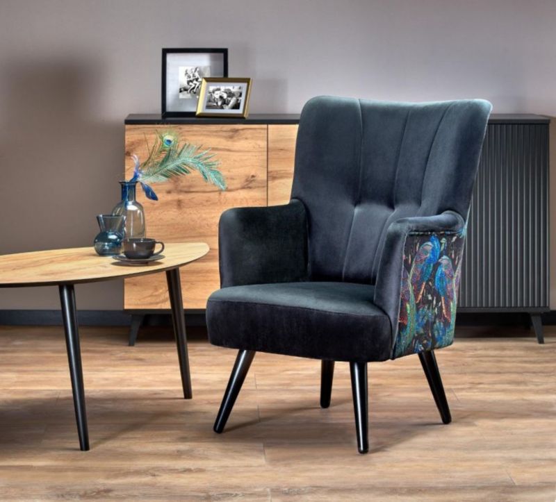 Fotel Halmar do salonu PAGONI VELVET czarny 1 szt