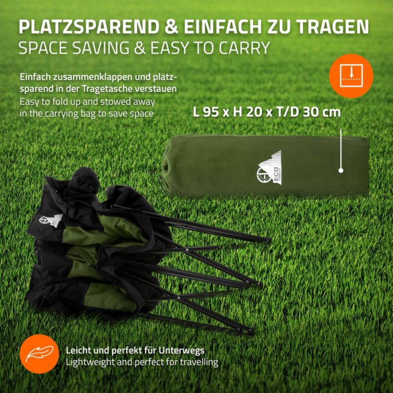 Fotel kempingowy ECD Germany podwójny khaki krzesło outdoor 2 osobowe składana sofa turystyczna uchwyty napoje torba 1 szt.