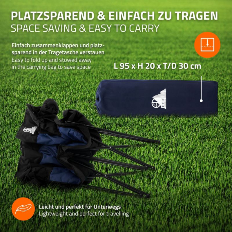 Fotel kempingowy ECD Germany podwójny niebieski krzesło outdoor 2 osobowe składana sofa turystyczna uchwyty napoje torba 1 szt.