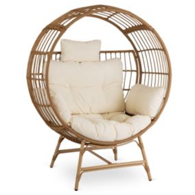 Fotel Ogrodowy Tampa Mebel Elite Rattanowy z Poduszkami Beż 1 szt