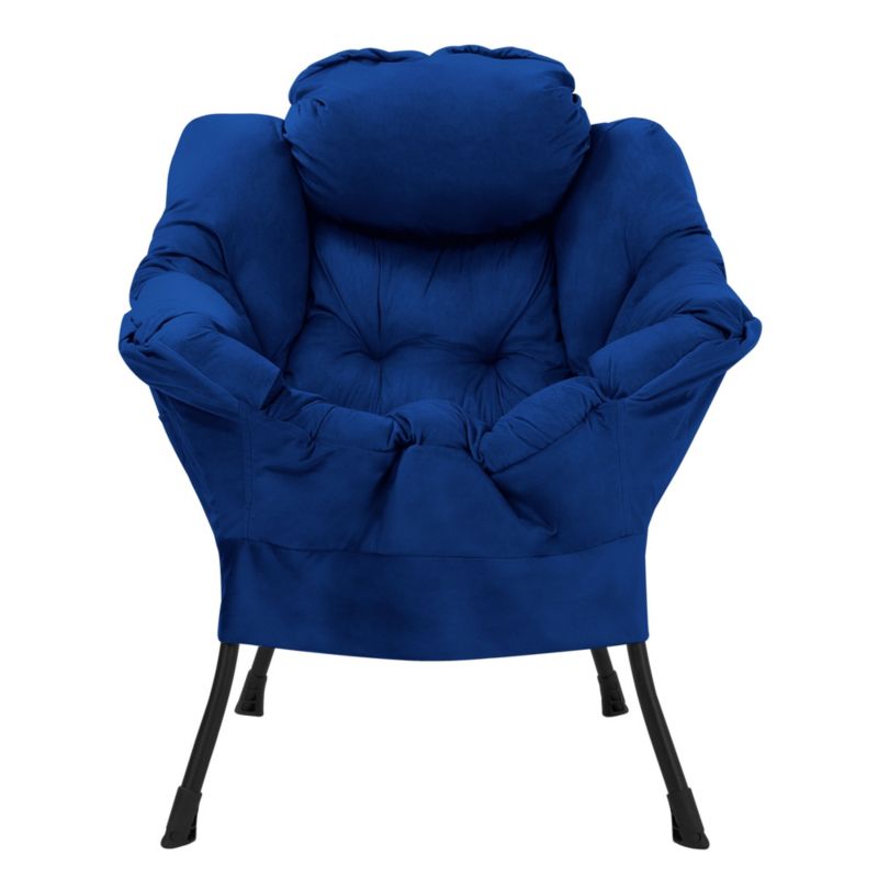 Relaxační křeslo ML-Design s ergonomickým sedákem, područkami, boční kapsou, ocelový rám, tmavě modrá, 1 ks.