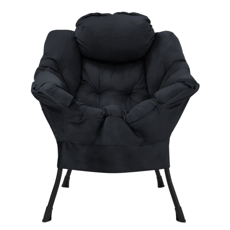 ML-Design ergonomické relaxační křeslo s polštářem, područky, boční kapsa, ocelový rám, černá, 1 ks.