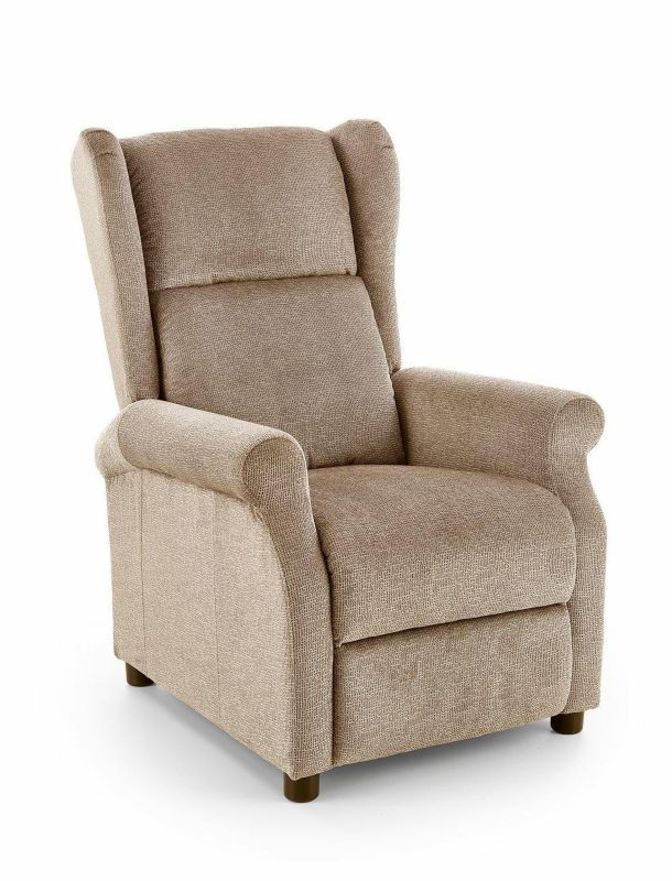 Fotel rozkładany masujący Nagu INTESI welurowy beżowy do salonu glamour relax 1 szt.