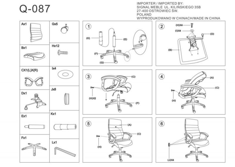 Fotel Signal biurowy Q-087 szary tkanina 1 szt