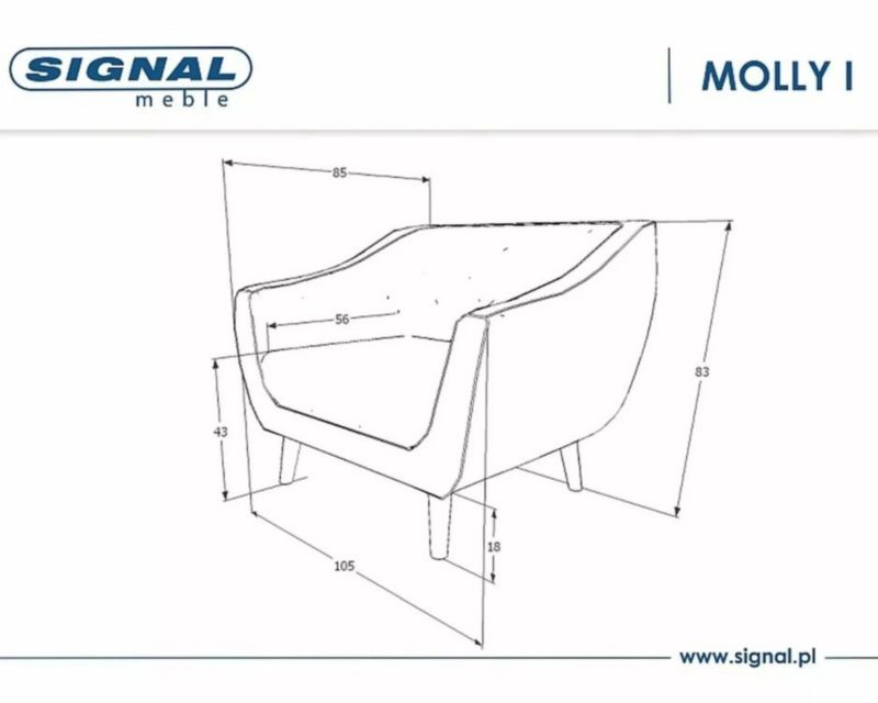 Fotel Signal do salonu MOLLY 1 VELVET ciemnobeżowy 1 szt