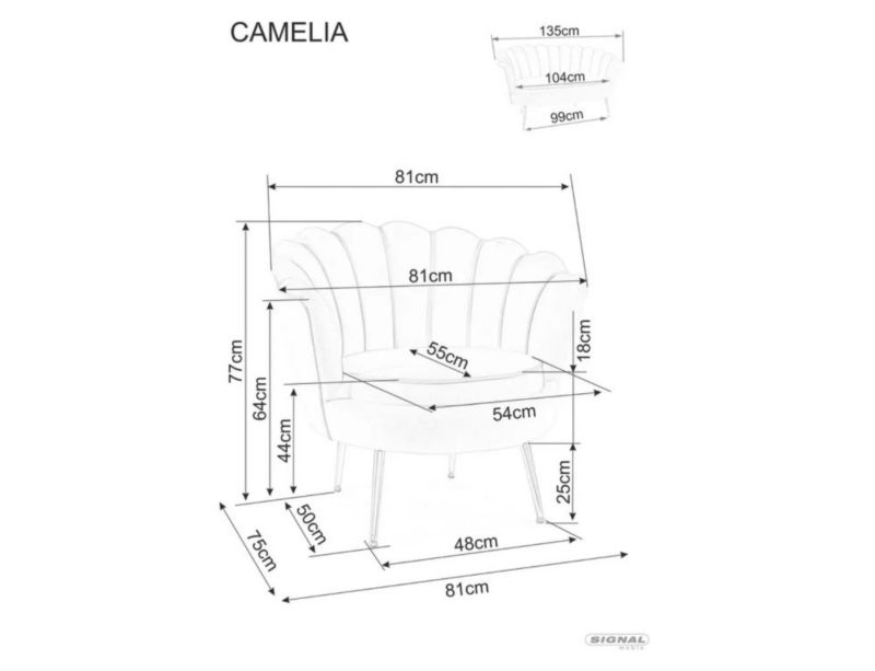 Fotel Signal tapicerowany CAMELLIA 1 VELVET różowy 1 szt