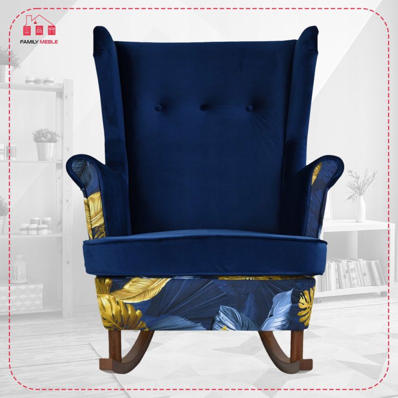 Fotel uszak Ari Print Duo bujany skandynawski Family Meble indygo 1szt