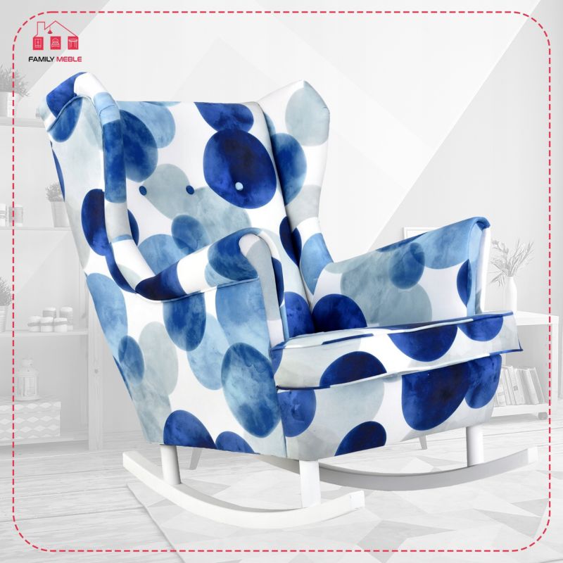 Fotel uszak do salonu bujany Family Meble ARI grochy pastelowy 1szt