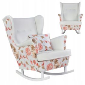 Fotel uszak do salonu bujany Family Meble Ari Print Duo biały kwiat 1szt