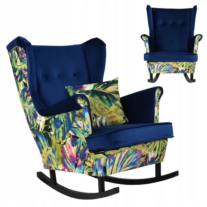 Fotel uszak do salonu bujany Family Meble Ari Print Duo wielokolorowy 1szt