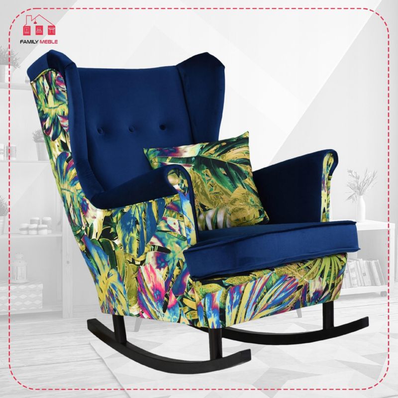 Fotel uszak do salonu bujany Family Meble Ari Print Duo wielokolorowy 1szt