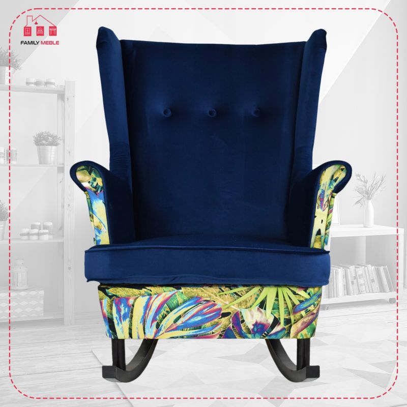 Fotel uszak do salonu bujany Family Meble Ari Print Duo wielokolorowy 1szt