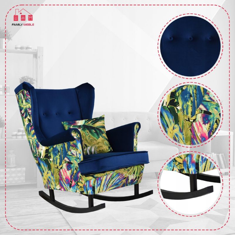 Fotel uszak do salonu bujany Family Meble Ari Print Duo wielokolorowy 1szt