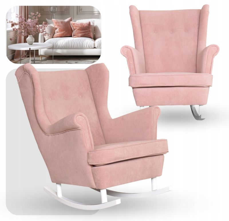 Fotel uszak do salonu bujany Family Meble Hunter różowy 1szt