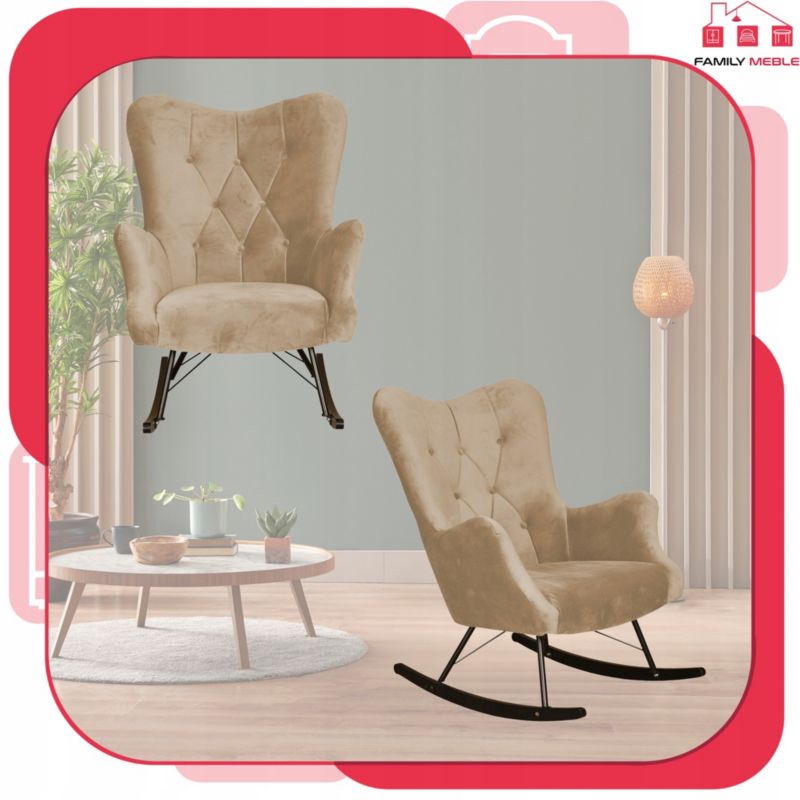 Fotel uszak do salonu bujany Family Meble Luna  beż kremowy 1szt