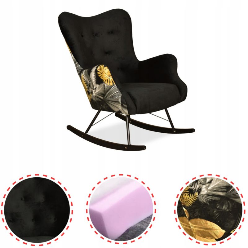 Fotel uszak do salonu bujany Family Meble Luna Print Duo czarny 1szt