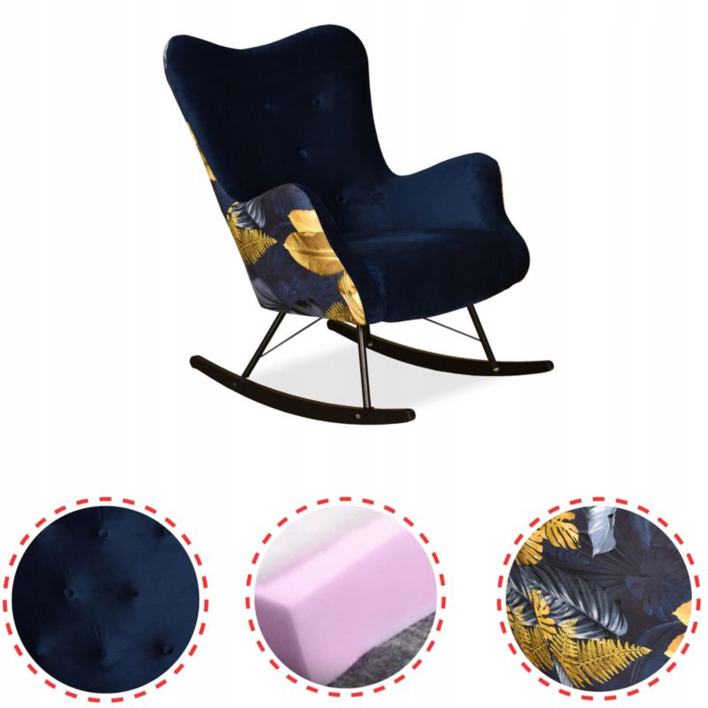Fotel uszak do salonu bujany Family Meble Luna Print Duo granatowy 1szt