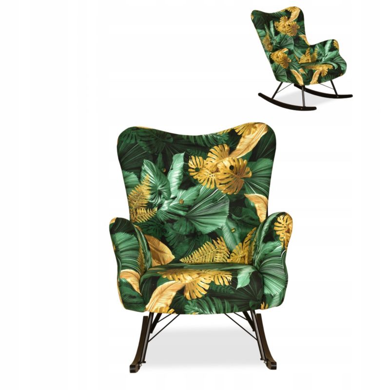 Fotel uszak do salonu bujany Family Meble Luna Print Duo monstera 1szt