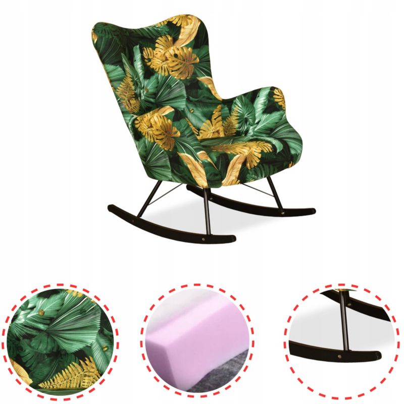 Fotel uszak do salonu bujany Family Meble Luna Print Duo monstera 1szt