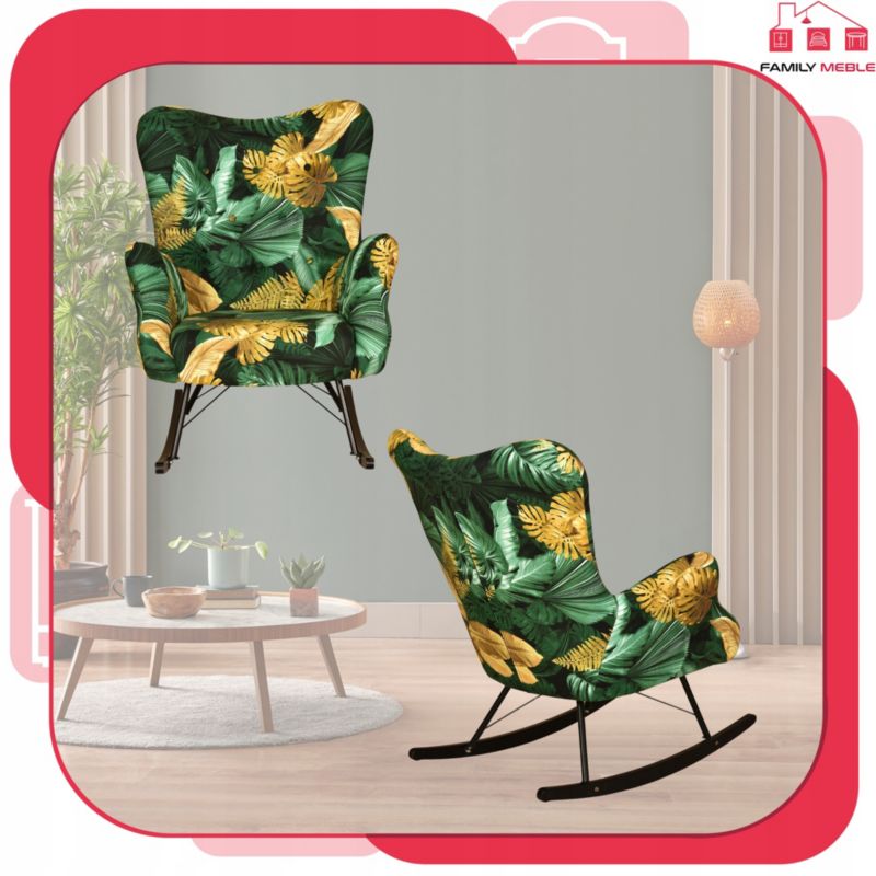 Fotel uszak do salonu bujany Family Meble Luna Print Duo monstera 1szt