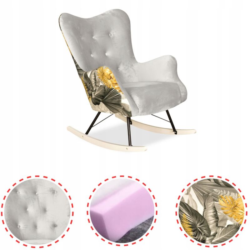 Fotel uszak do salonu bujany Family Meble Luna Print Duo szary 1szt