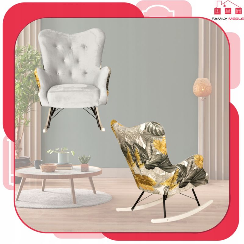 Fotel uszak do salonu bujany Family Meble Luna Print Duo szary 1szt