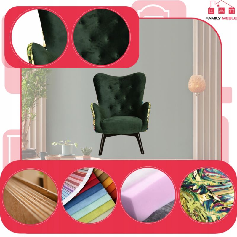 Fotel uszak do salonu bujany Family Meble Luna Print Duo tropic 1szt